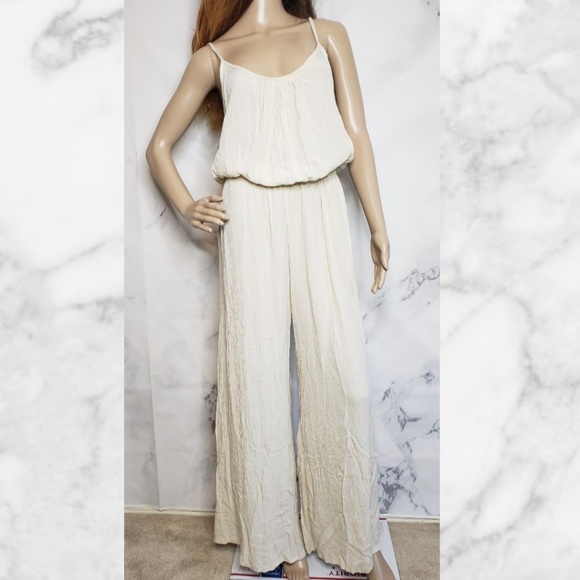Elan NWT wide leg cream colored romper jumpsuit - Picture 3 of 5